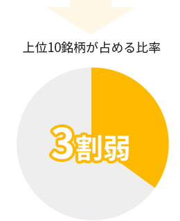 上位10銘柄が占める比率　3割弱